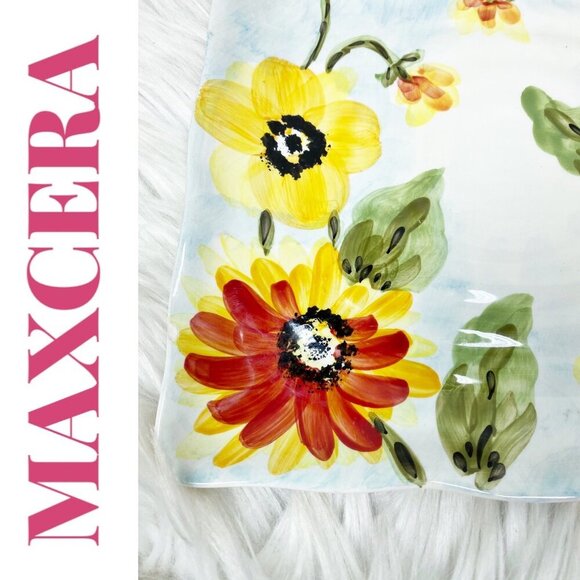 MAXCERA RED POPPY MAT DECORATIVE PLATE 8.75โ Square With Scalloped Edge - Picture 2 of 8